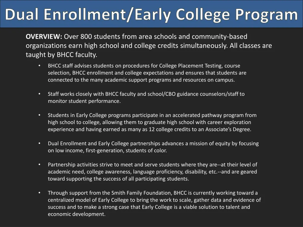 dual enrollment early college program