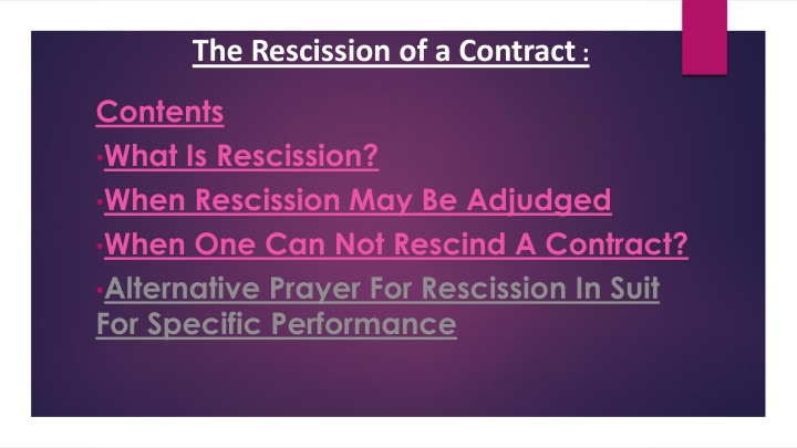 the rescission of a contract