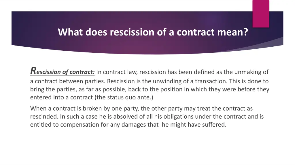 what does rescission of a contract mean