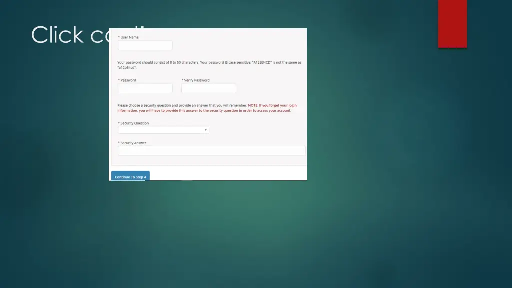click continue