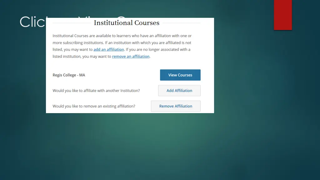 click on view courses