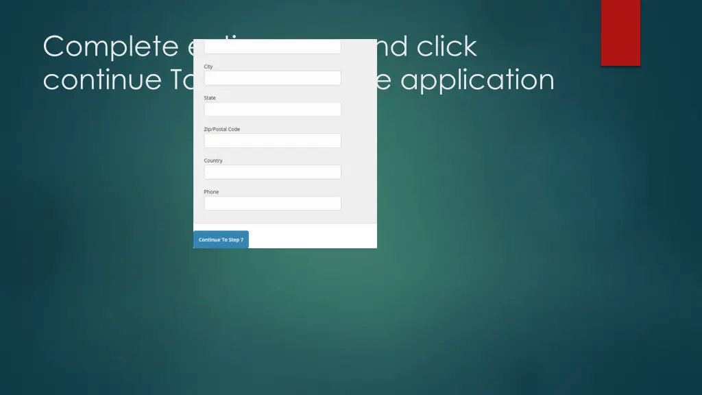 complete entire page and click continue