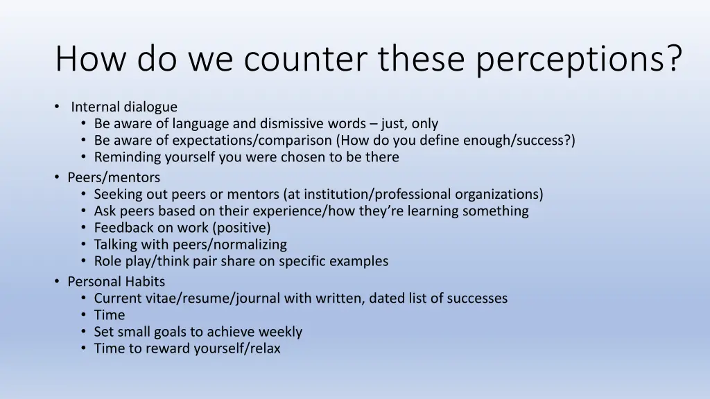 how do we counter these perceptions 1