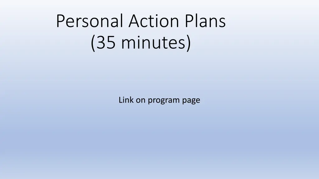 personal action plans 35 minutes