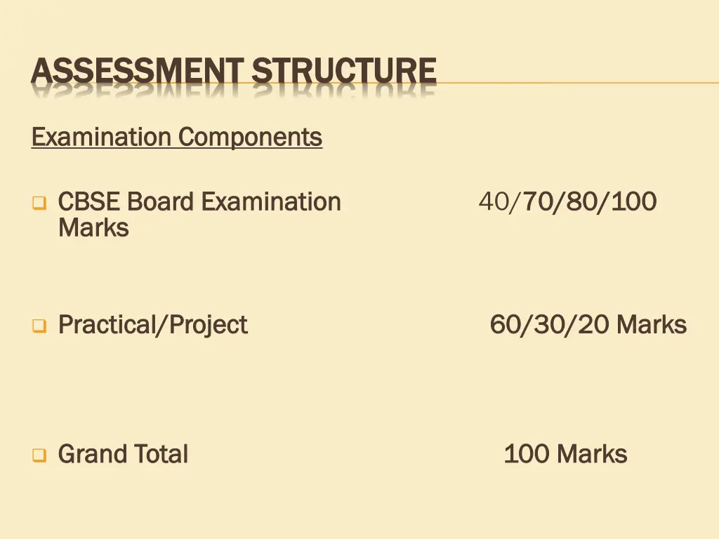 assessment structure assessment structure