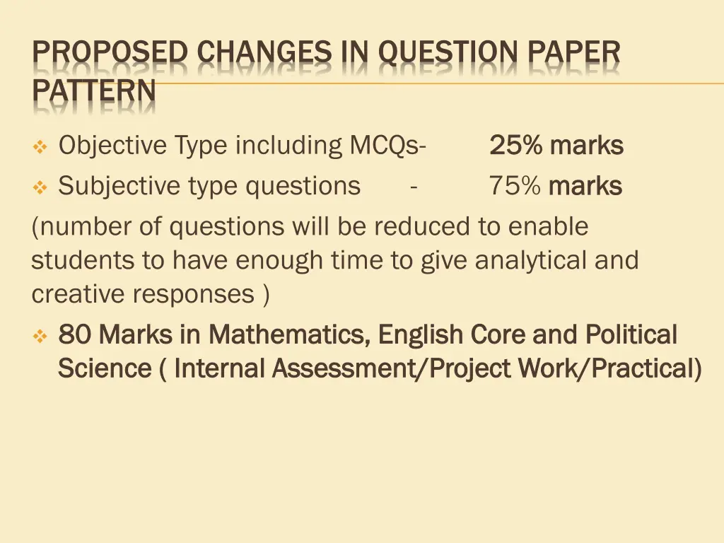 proposed changes in question paper pattern