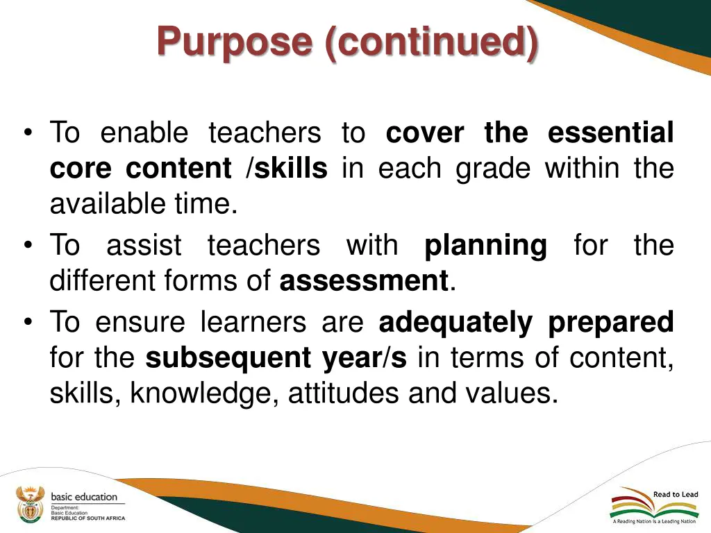 purpose continued