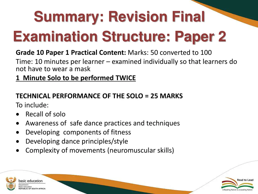 summary revision final examination structure 1
