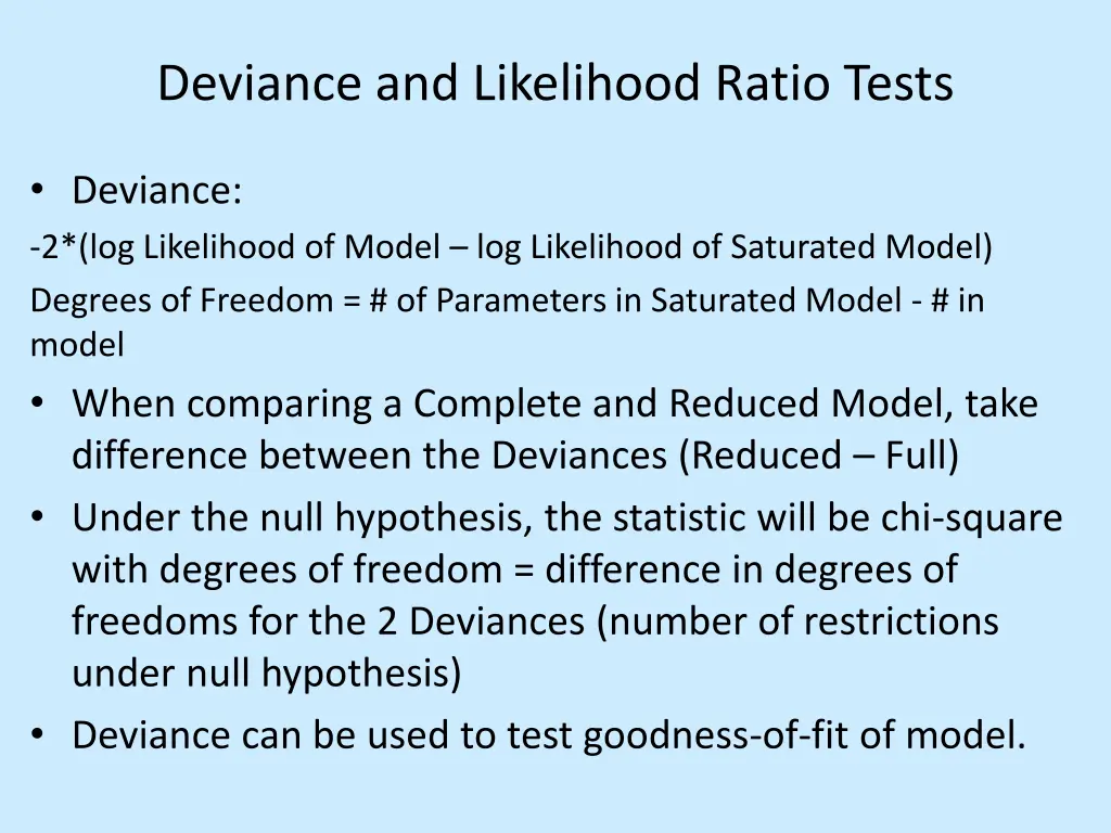 deviance and likelihood ratio tests