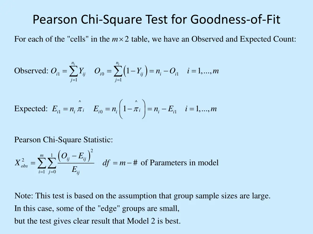 pearson chi square test for goodness of fit