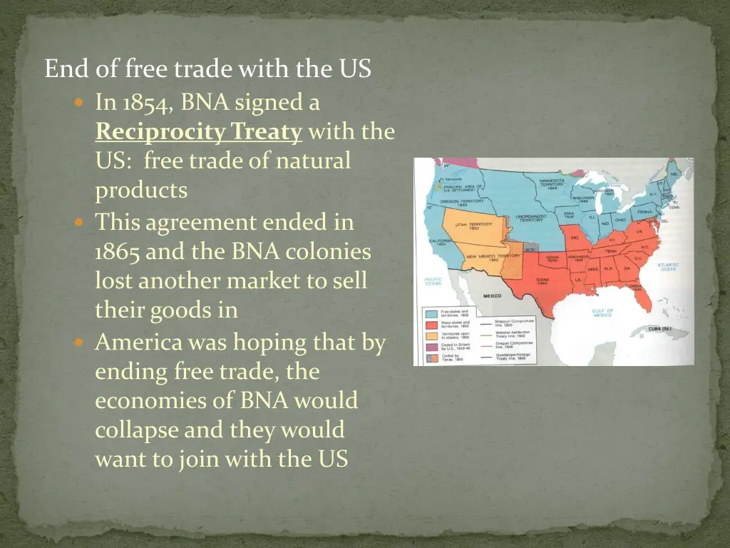 end of free trade with the us in 1854 bna signed