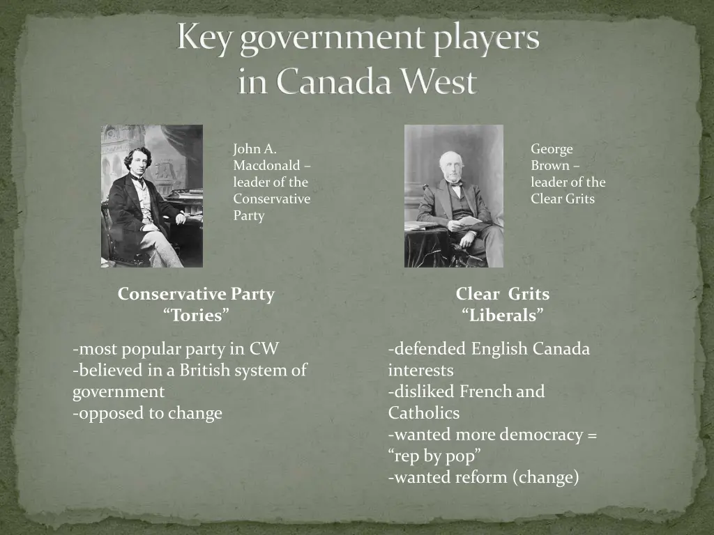 key government players in canada west