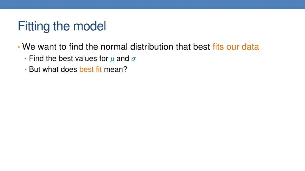 fitting the model
