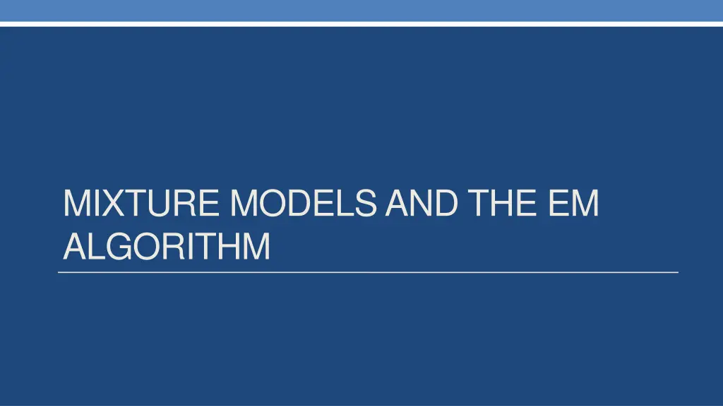 mixture models and the em algorithm