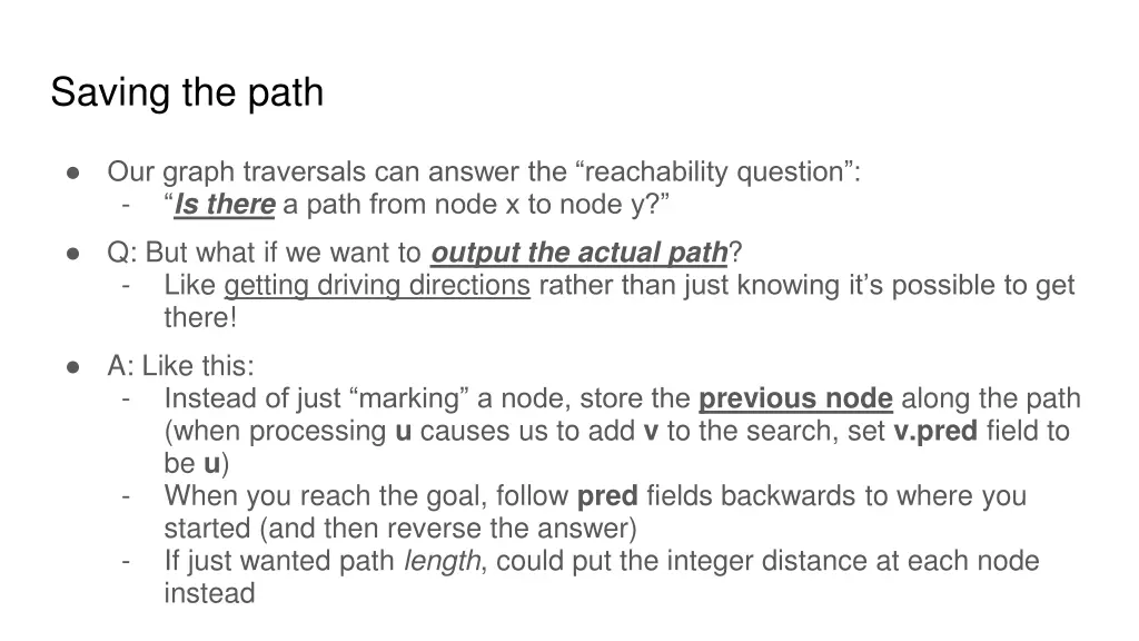 saving the path