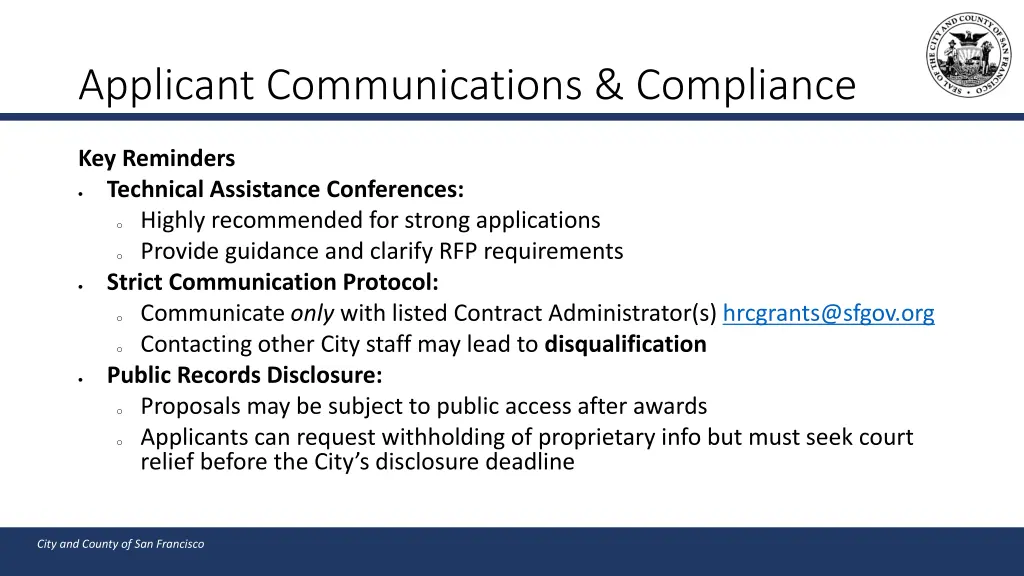 applicant communications compliance