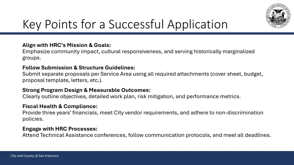 key points for a successful application