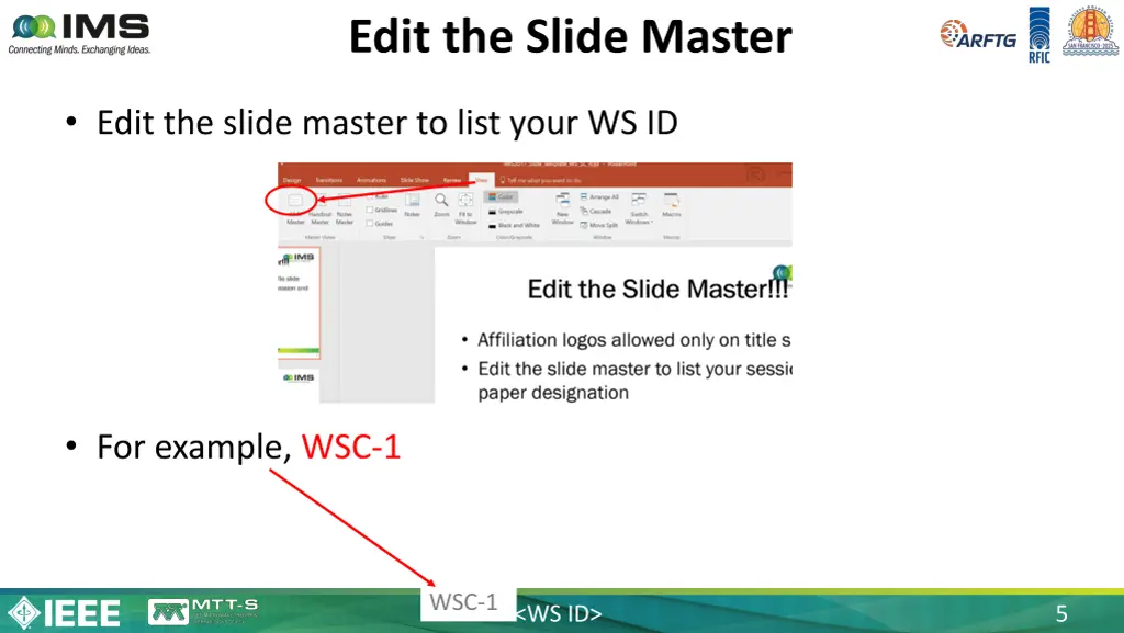 edit the slide master
