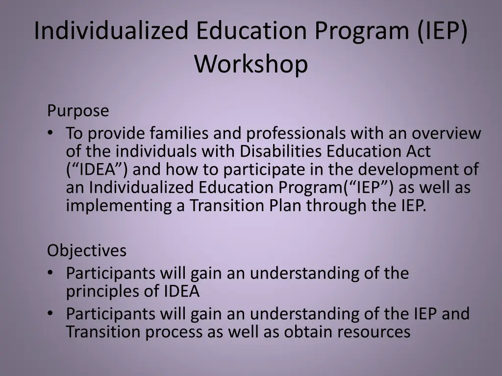 individualized education program iep workshop