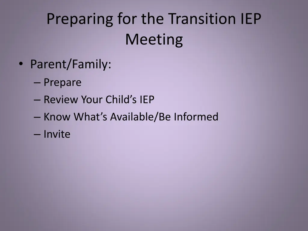preparing for the transition iep meeting