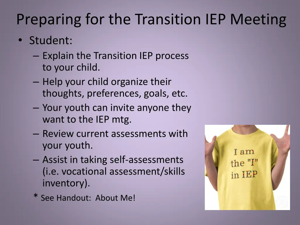 preparing for the transition iep meeting student
