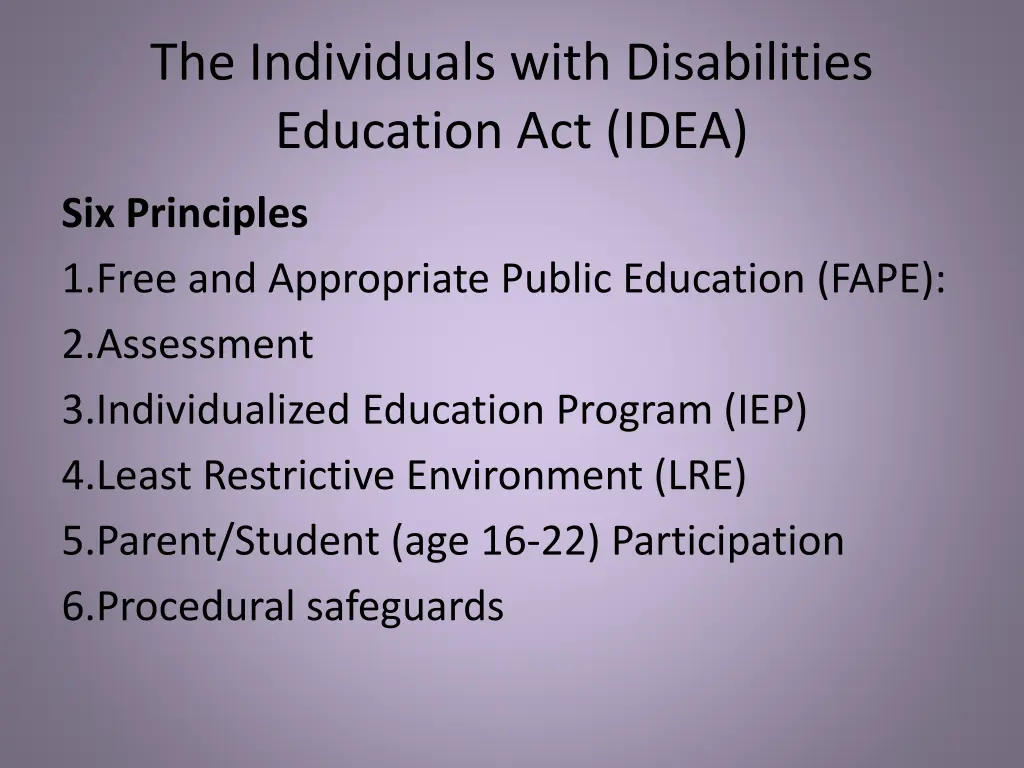 the individuals with disabilities education