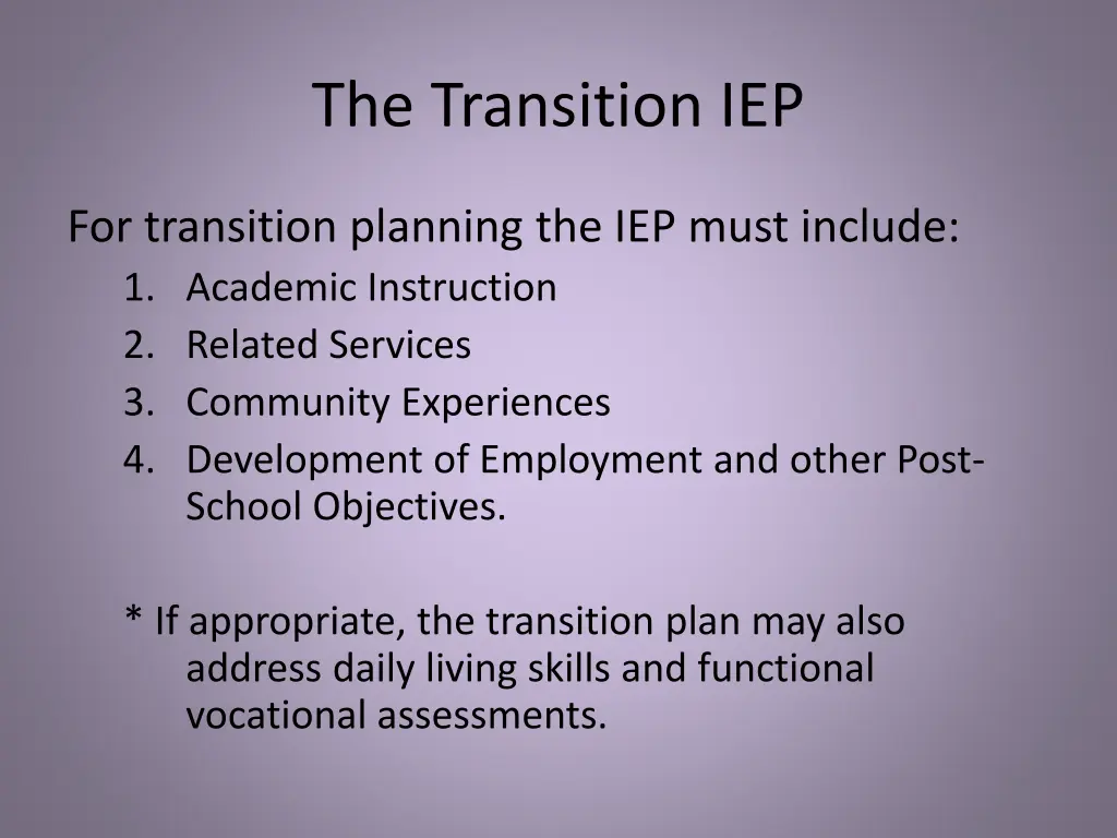 the transition iep