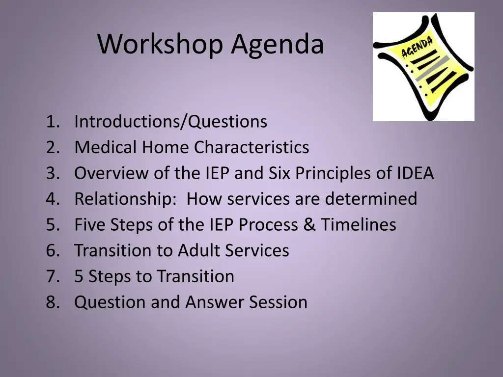 workshop agenda
