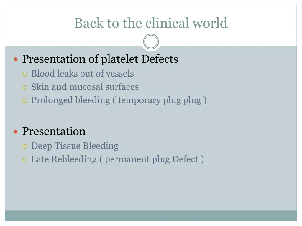back to the clinical world