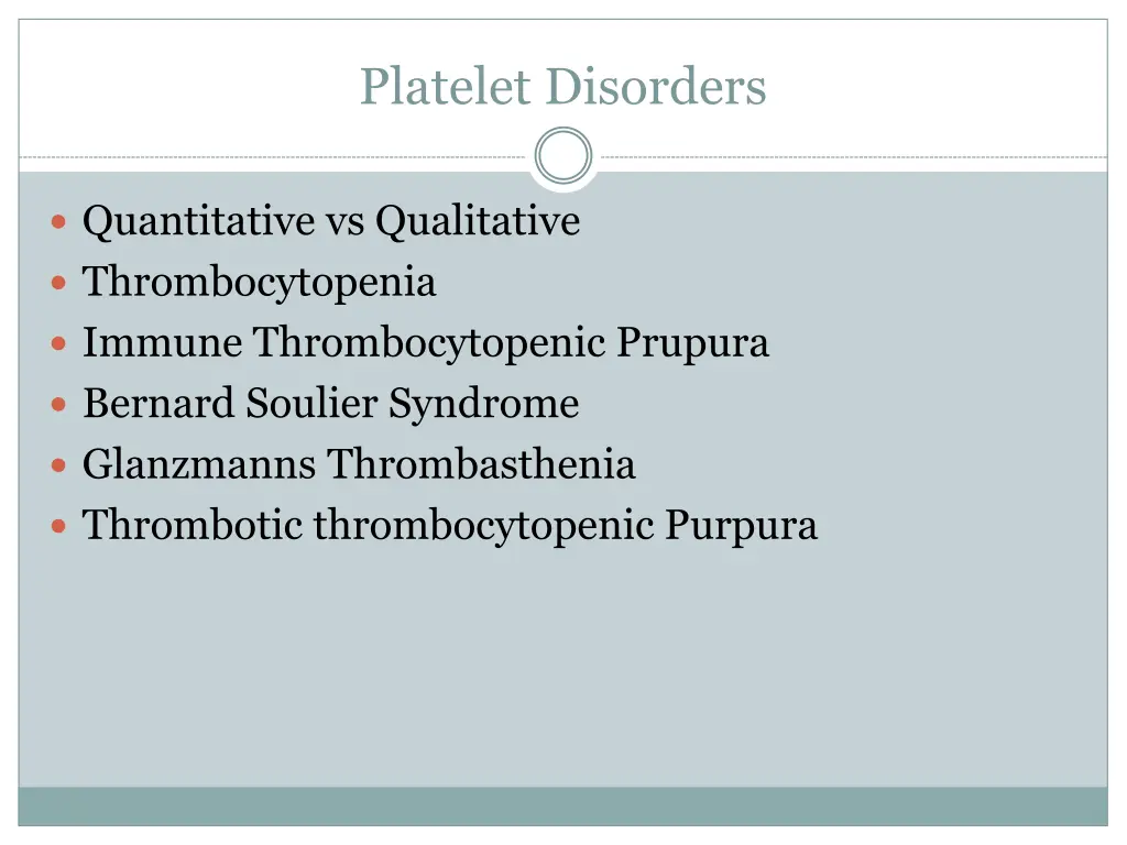 platelet disorders