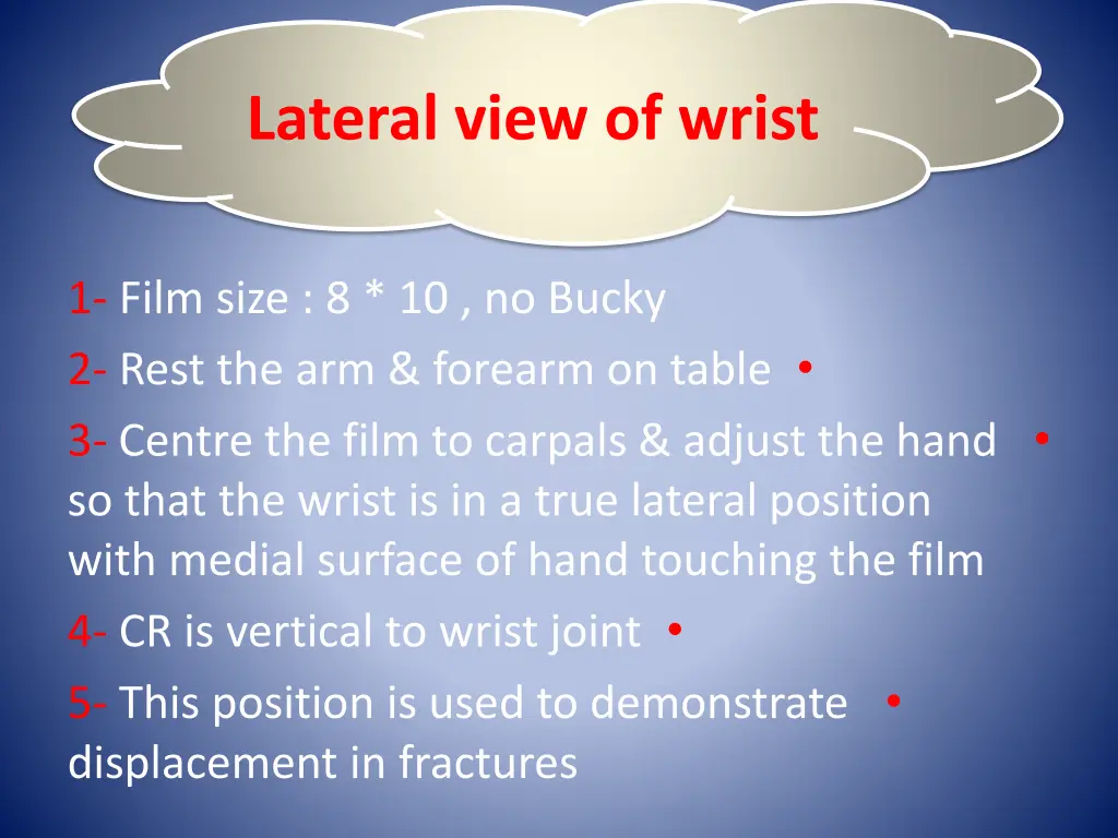 lateral view of wrist