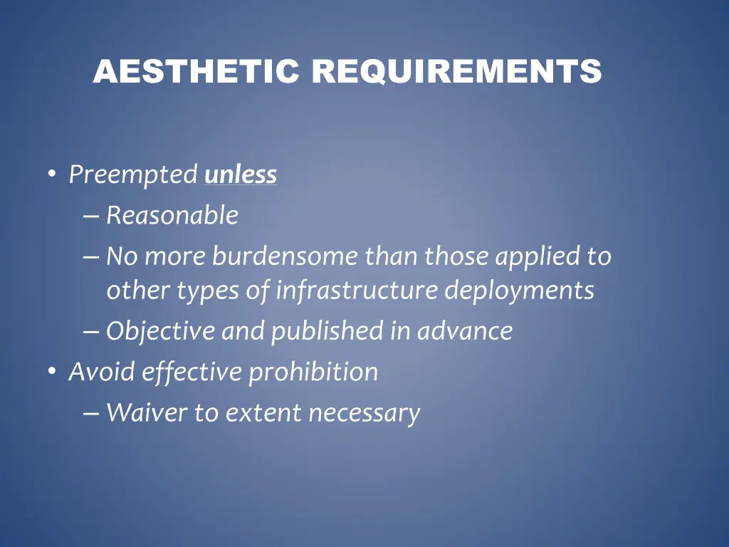 aesthetic requirements