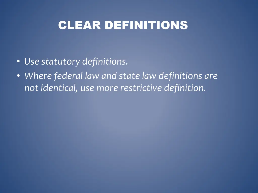 clear definitions