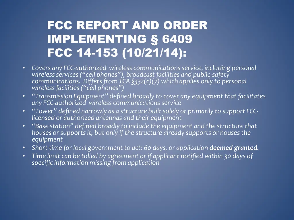 fcc report and order implementing 6409