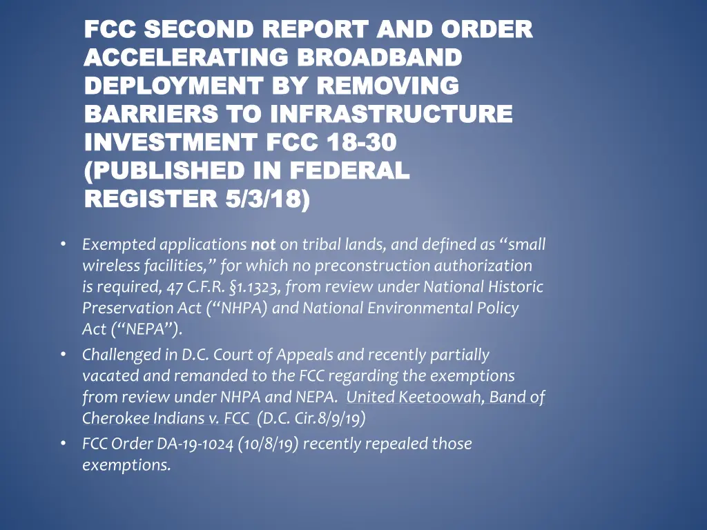 fcc second report and order fcc second report