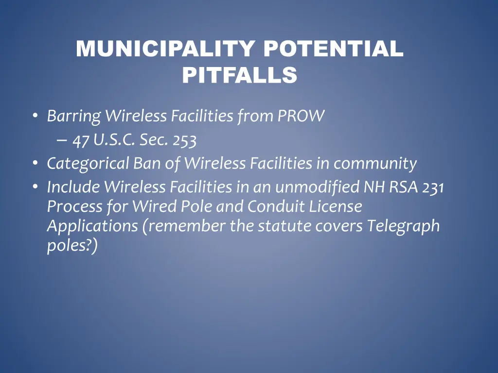 municipality potential pitfalls