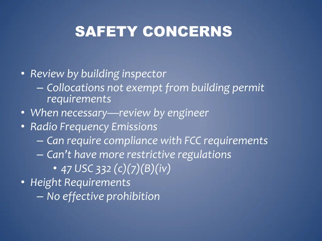 safety concerns