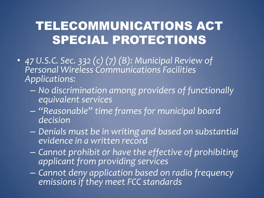 telecommunications act special protections 1