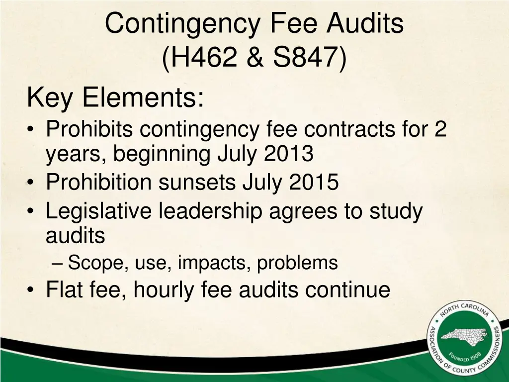 contingency fee audits h462 s847 key elements
