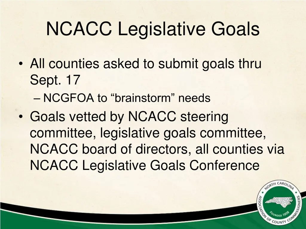 ncacc legislative goals