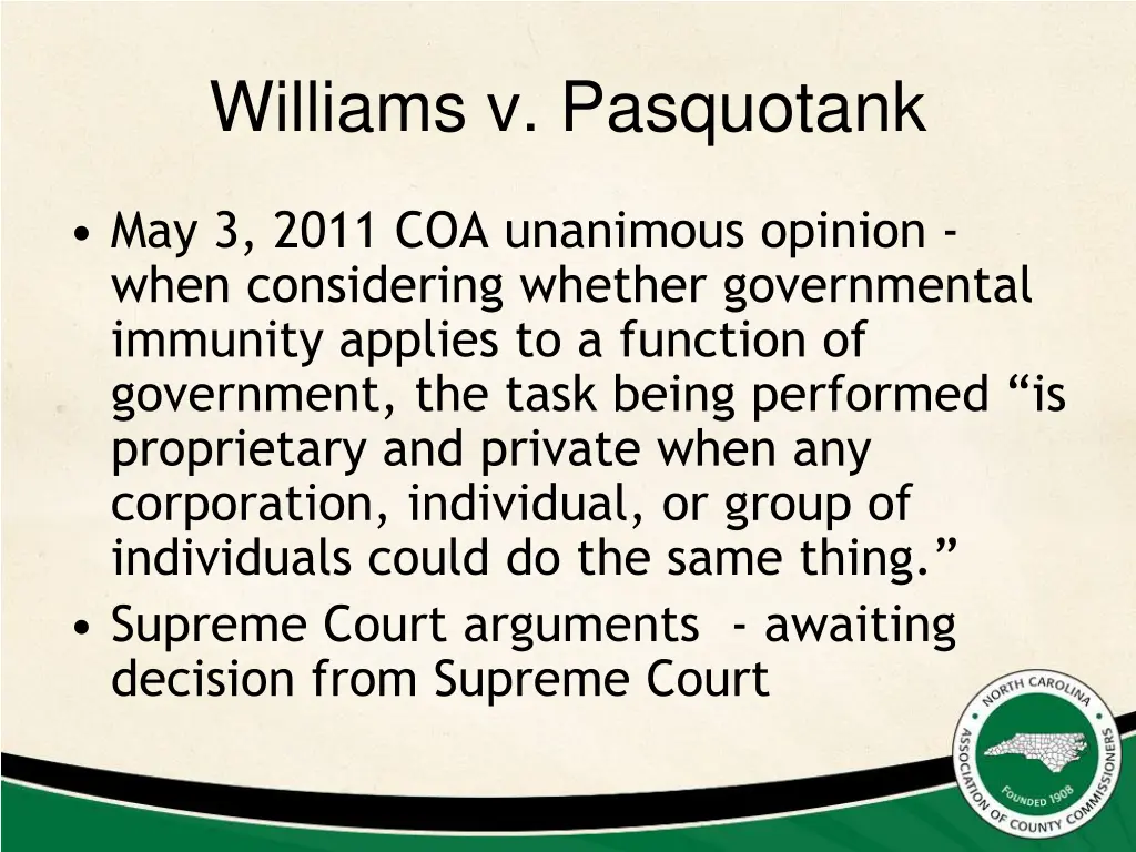 williams v pasquotank