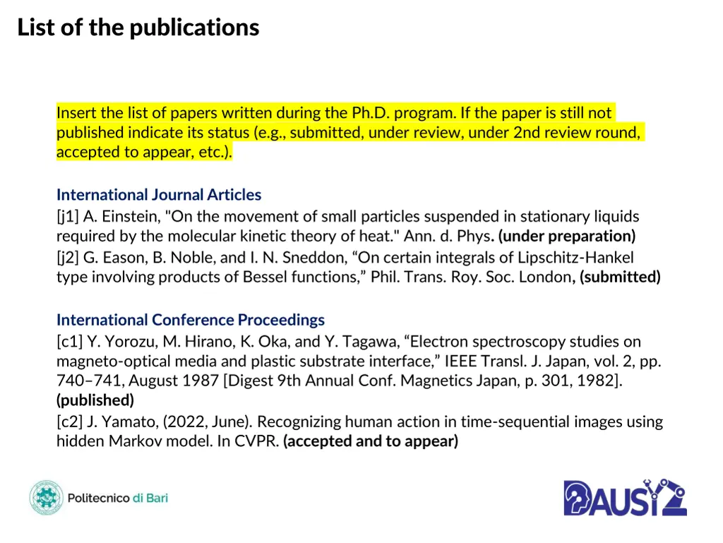 list of the publications