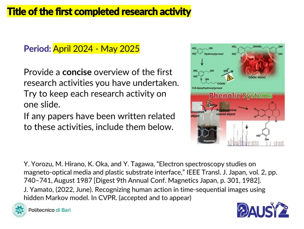 title of the first completed research activity