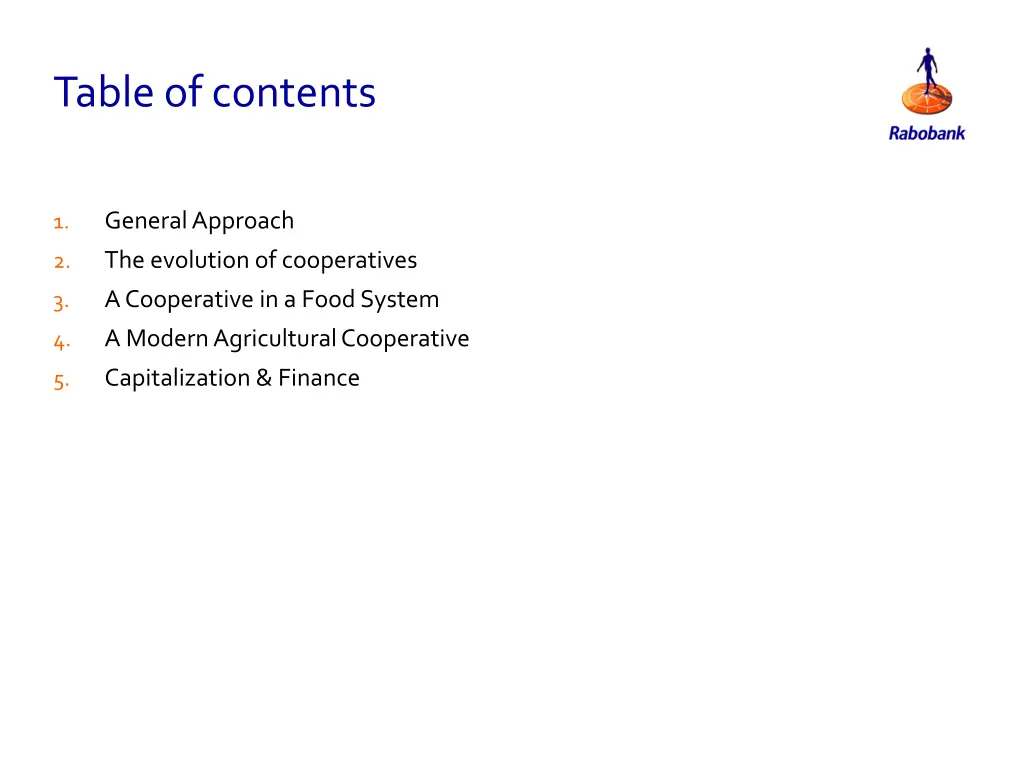 table of contents