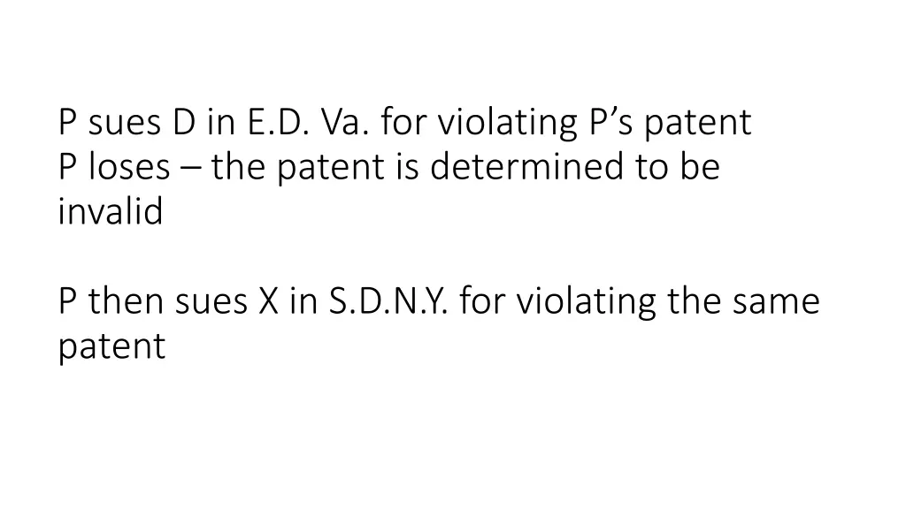 p sues d in e d va for violating p s patent
