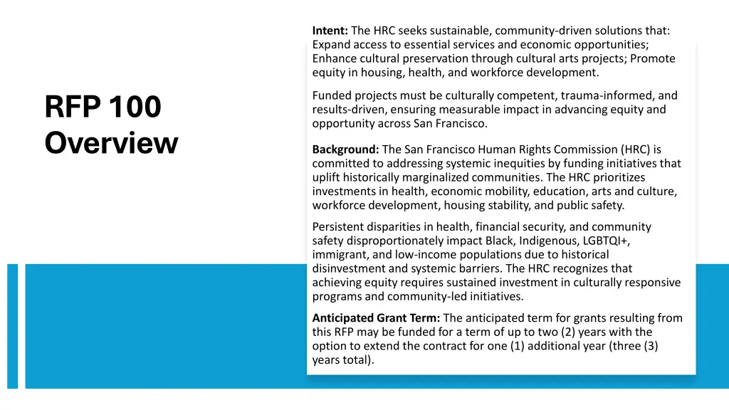 intent the hrc seeks sustainable community driven