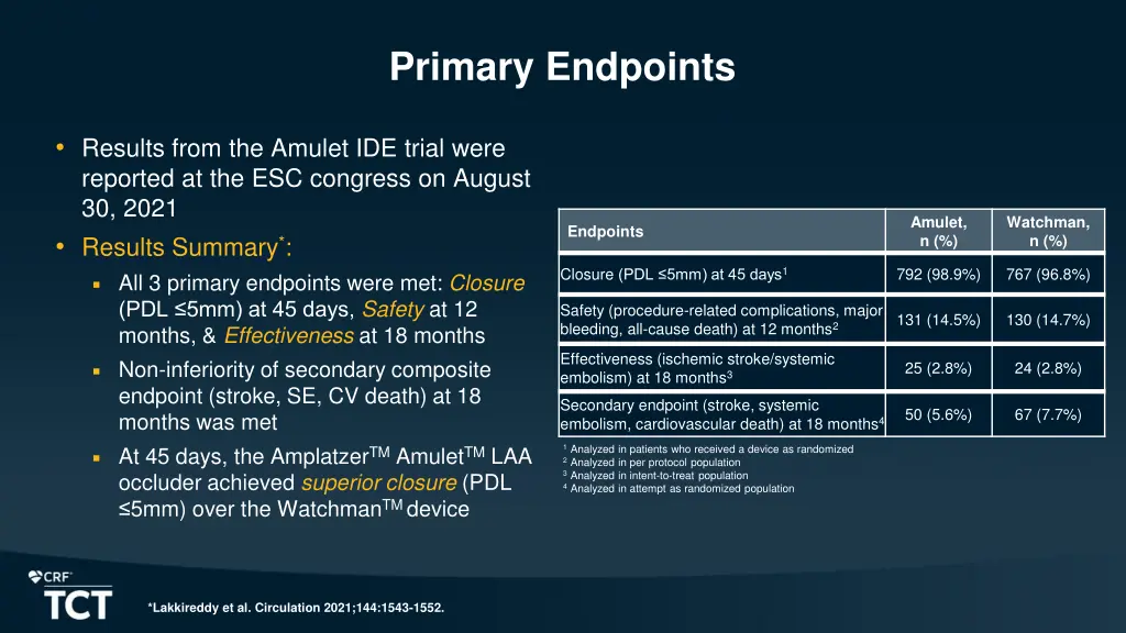 primary endpoints