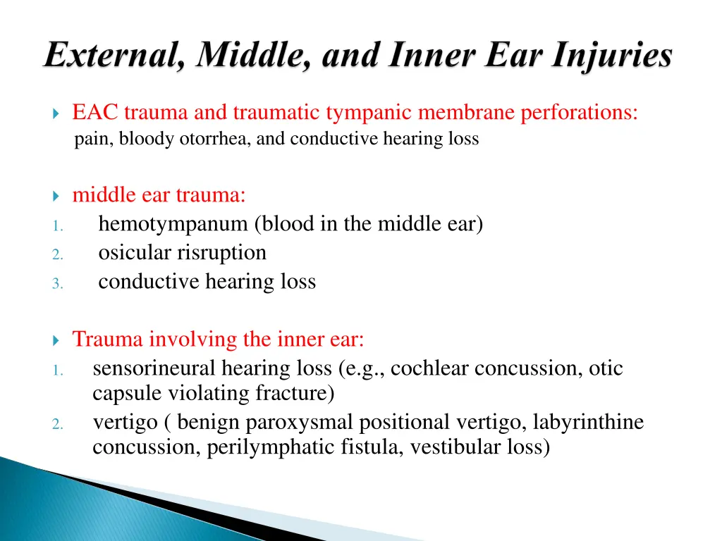 eac trauma and traumatic tympanic membrane