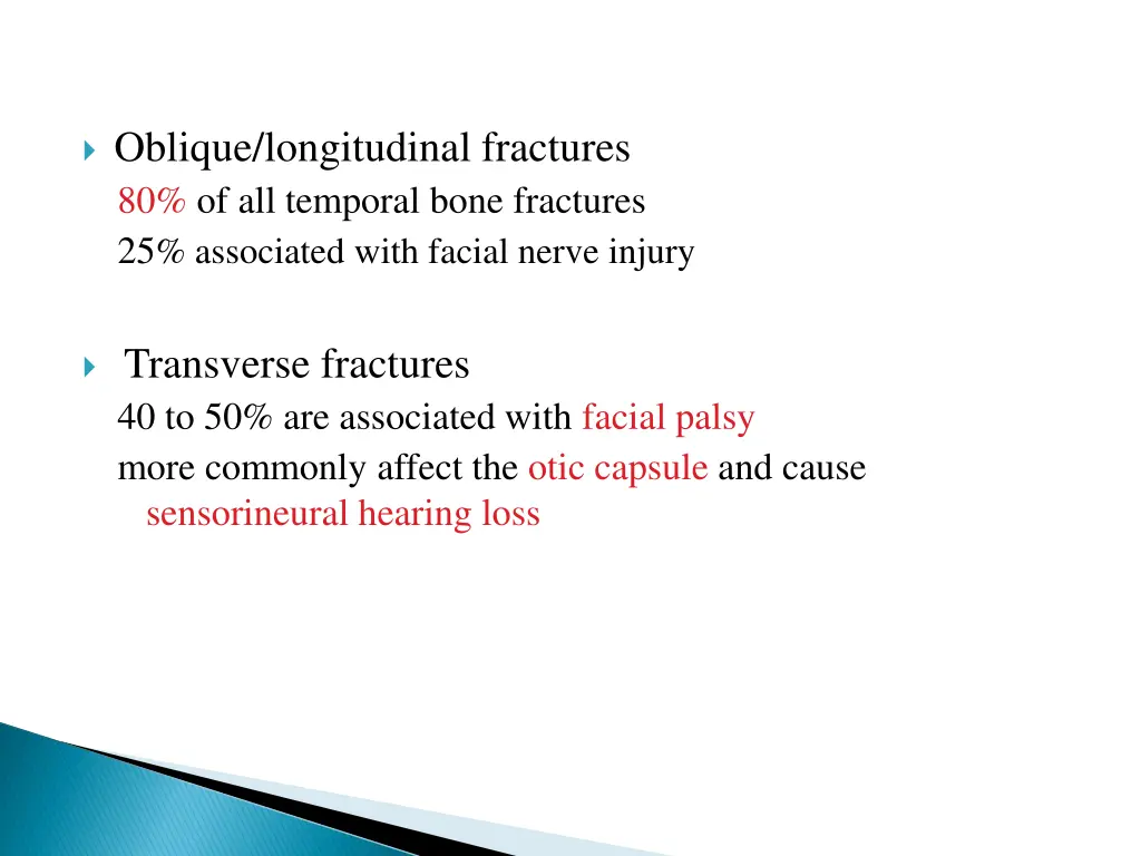 oblique longitudinal fractures 80 of all temporal