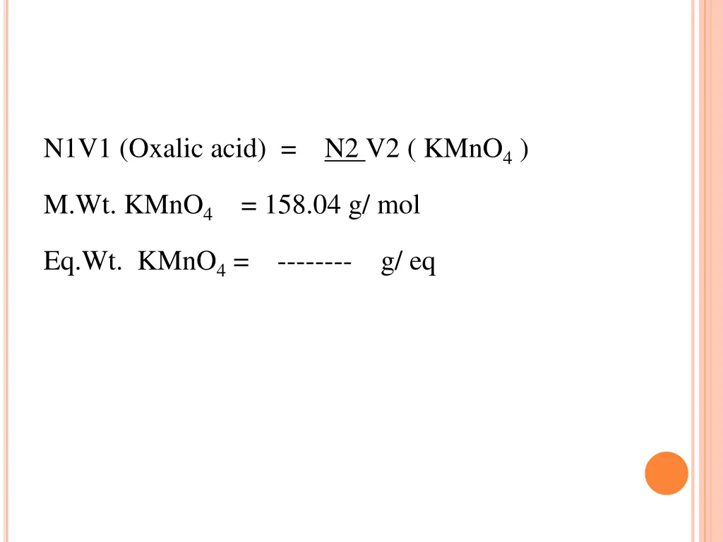n1v1 oxalic acid n2 v2 kmno 4